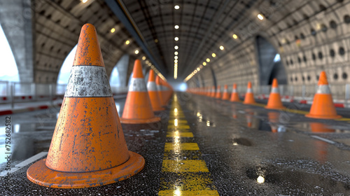traffic cones on a road