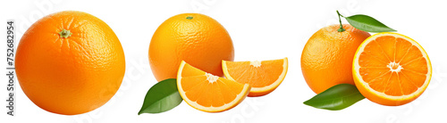 Collection orange slice. Orange isolated on white background. Orange fruit clipping path. Orange macro studio photo photo