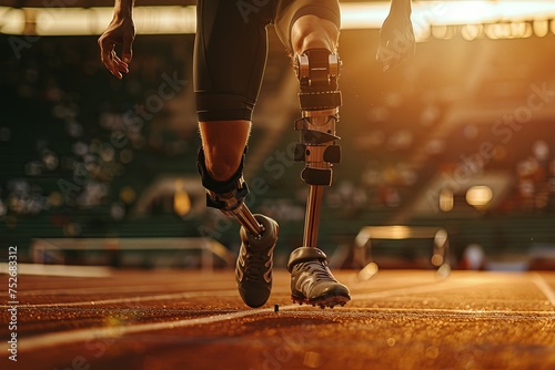 Runner seen with prosthetic legs  photo