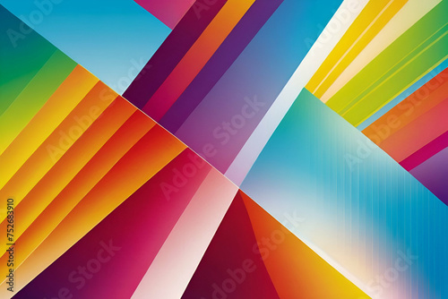 Geometric line shapes rainbow gradient illustration, bright multicolor background