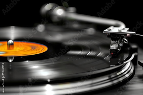 close up shot of turntable with vinyl record