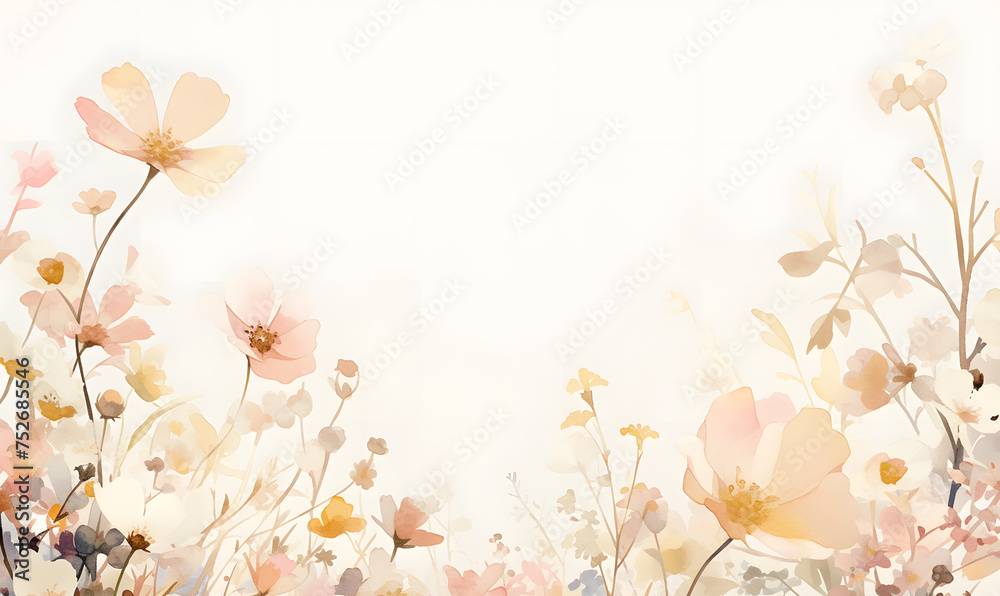 mini floral frame watercolor illustration,  Generative AI  - obrazy, fototapety, plakaty 