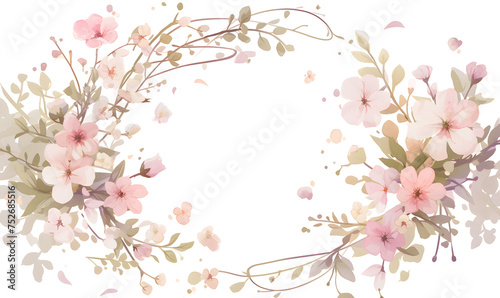 mini floral frame watercolor illustration, Generative AI 