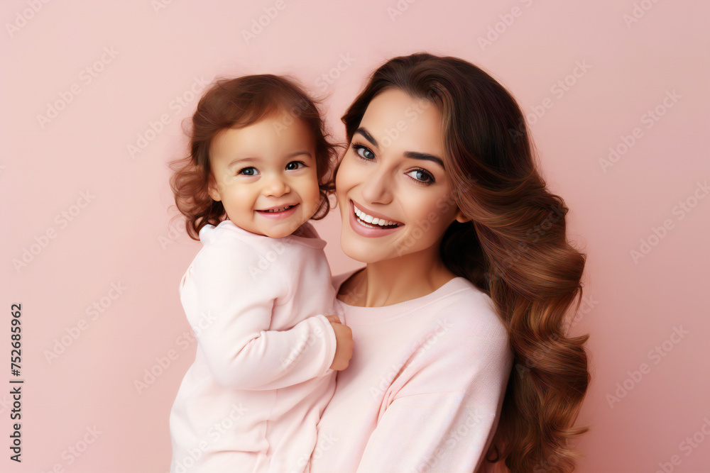 Loving Mother Embracing Smiling Toddler: Joyful Family Portrait Capturing Maternal Bond and Childhood Happiness Loving Mother Embracing Smiling Toddler: Joyful Family Portrait Capturing Maternal Bond and Childhood Happiness
