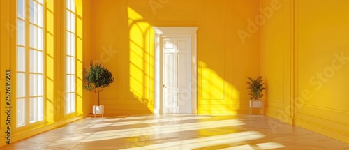 Vintage yellow room interior , the beautiful yellow building .