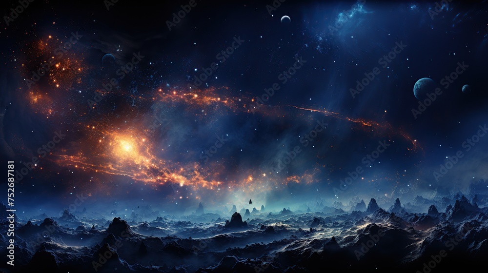 Galactic scene with nebula and starfield