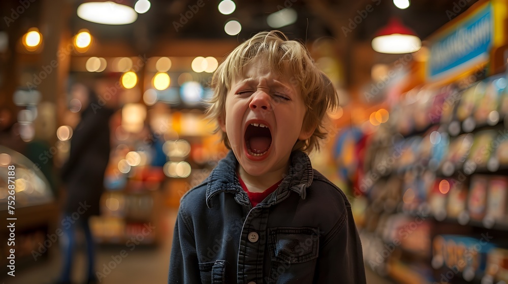 Boy Crying in Store A Moment of Emotional Drama