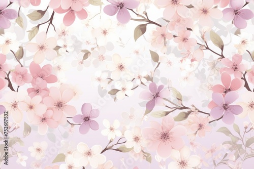 Embrace the beauty of spring with a delicate flower pattern background, featuring blossoms in a symphony of colors, Generative AI