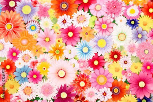 Radiant and lively  a spring flower pattern background exuding the energy and vibrancy of a blossoming garden  Generative AI