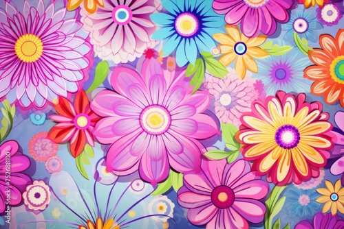 Radiate positivity with a vibrant and lively spring flower pattern background  filled with the energy and colors of the season  Generative AI
