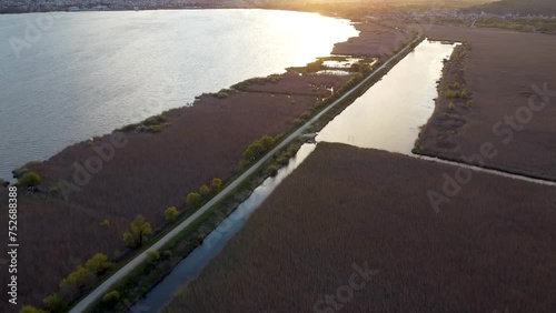 Aerial Shot of Amfithea Ioannina Water Ski Canal, Footage photo