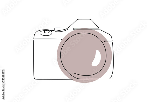 DSLR Photo camera in continuous one line art drawing