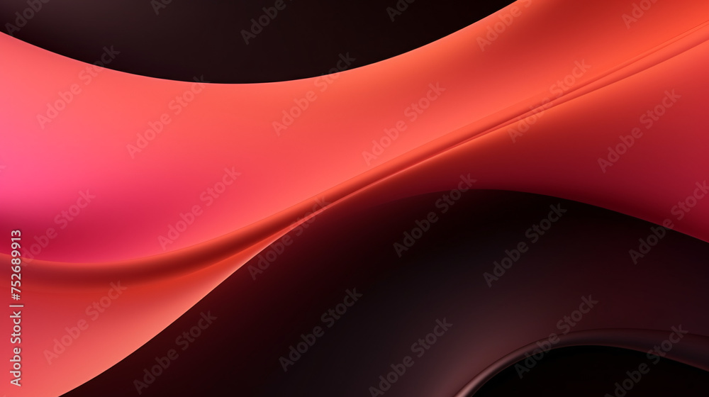 Abstract background with smooth lines in red and black colors. Space for text or image - obrazy, fototapety, plakaty 