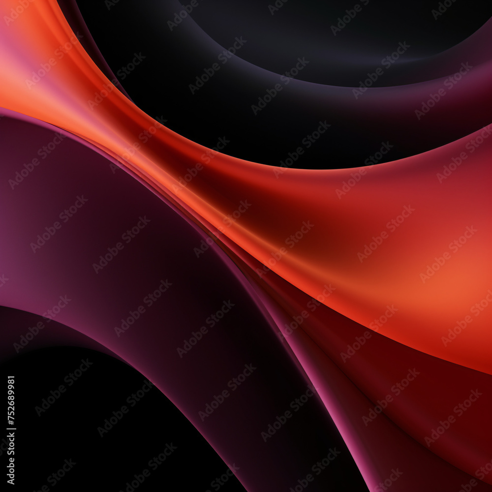 Abstract background with smooth lines in red, black and purple colors. Space for text or image - obrazy, fototapety, plakaty 