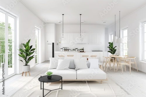 Scandinavian-inspired apartment layout with minimalist decor and natural lighting  on isolated white background  Generative AI