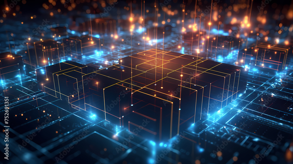 Blockchain new technology transmission with digital background Blockchain new technology transmission with digital background