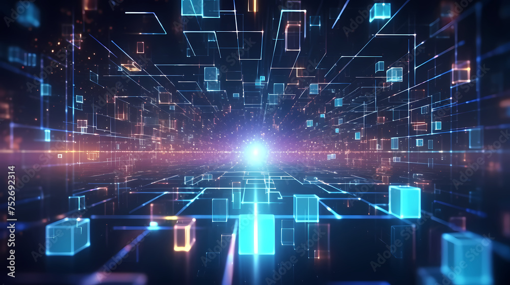 Blockchain new technology transmission with digital background Blockchain new technology transmission with digital background