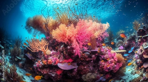 海とサンゴ礁、カラフルな熱帯の海中の風景 © tota