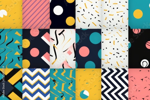 A trip down memory lane with a 90s-inspired seamless patterns background collection, featuring patterns reminiscent, Generative AI