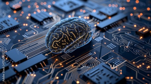 Artificial intelligence (AI), data mining, deep learning modern computer technologies. Futuristic Cyber Technology Innovation.