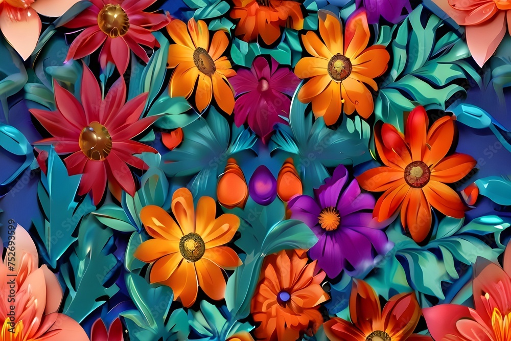 Abstract colorful background with beautiful flowers as wallpaper background illustration Generative AI