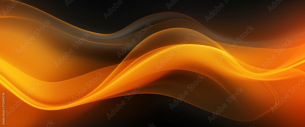 Abstract background - orange and yellow wavy liquid. Orange, yellow or red colors, Space for text or image - obrazy, fototapety, plakaty 