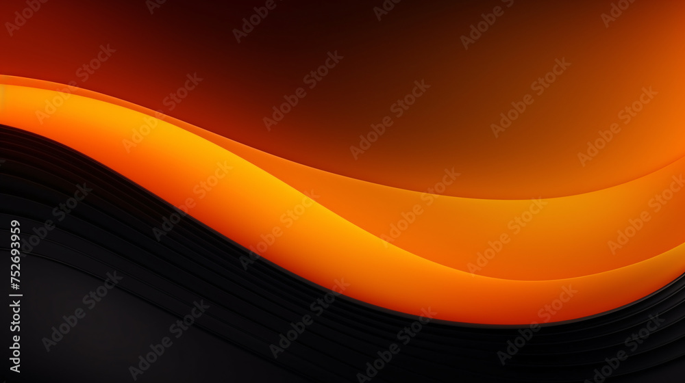 Abstract background with orange and black wavy lines. Orange, yellow or red colors, Space for text or image - obrazy, fototapety, plakaty 