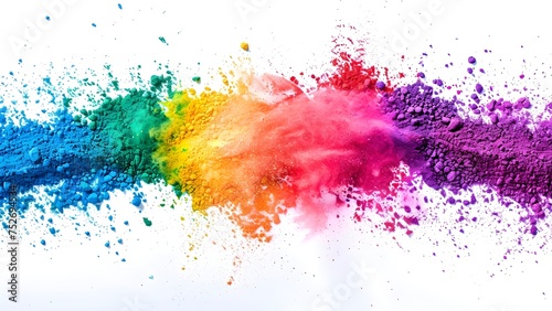 Color Powdered Spectrum on White Background, Creating a Bright and Festive Pattern Inspired by the Holi Festival