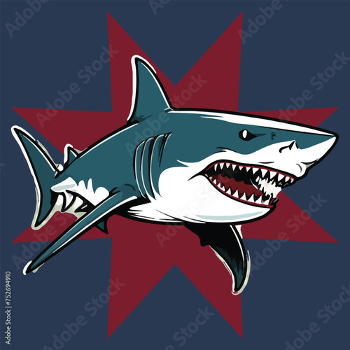 vector isolated of mad shark