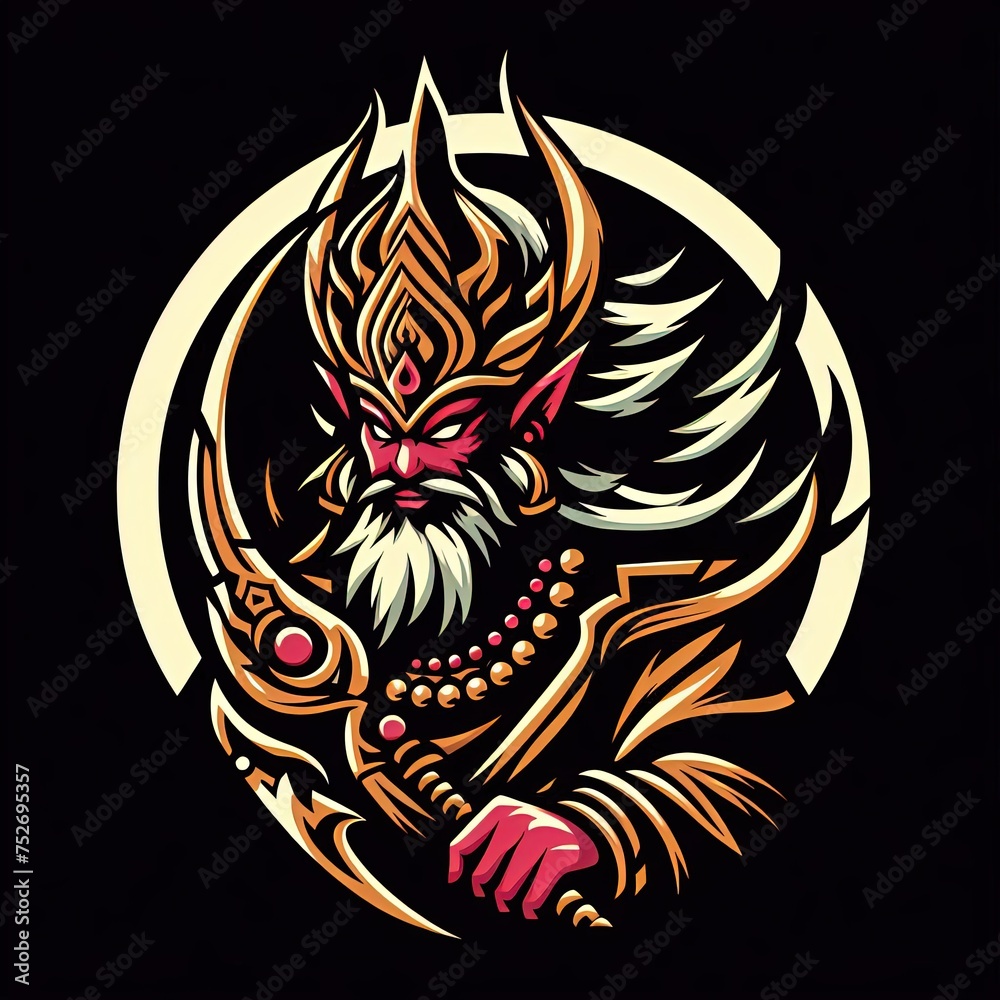 custom made wallpaper toronto digitalMythology inspired deity illustration with Balinese cultural influence. The artwork showcases elaborate ornament details, sacred crown motifs, lotus symbolism, and a symmetrical decorative composition