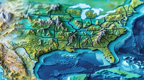 map of the United States, altered to include a body of water equivalent in size to the Mediterranean Sea at the center of the country