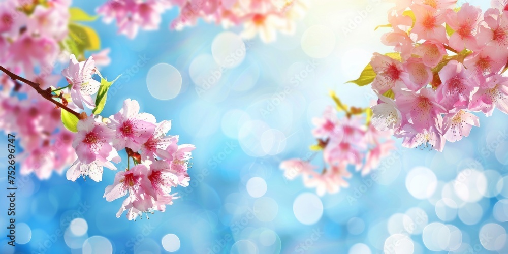 Delicate cherry blossoms with soft bokeh lighting in a dreamy spring setting.