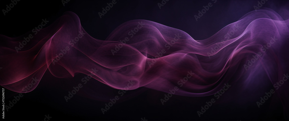 Purple smoke on black background. Abstract smoke pattern. Violet, purple and pink colors, Space for text or image - obrazy, fototapety, plakaty 