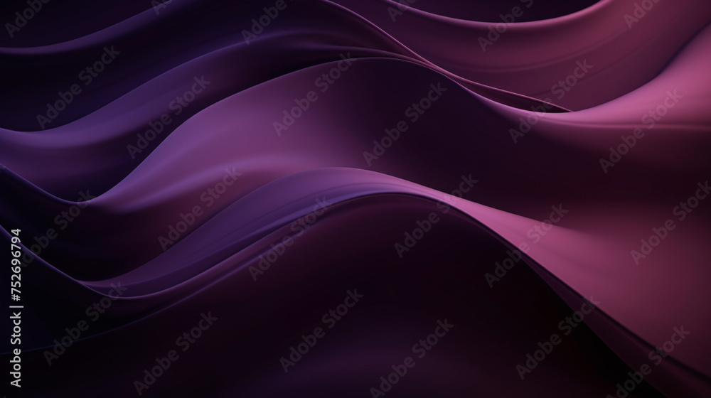 Abstract wavy background with smooth lines in purple and black colors. Violet, purple and pink colors, Space for text or image - obrazy, fototapety, plakaty 