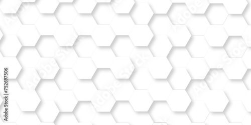 Fototapeta Naklejka Na Ścianę i Meble -  Vector seamless 3d abstract creative white hexagons backdrop background. modern background with hexagons. Hexagonal white hexagons honeycomb wallpaper with copy space for web cell honeycomb texture.