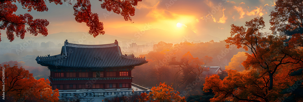 buddhist temple in the morning,
Changdeokgung Palace UNESCO World Heritage Site - obrazy, fototapety, plakaty 