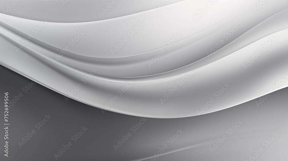 Abstract background with smooth wavy lines in gray and white colors. Silver, white, metallic colors, Space for text or image - obrazy, fototapety, plakaty 