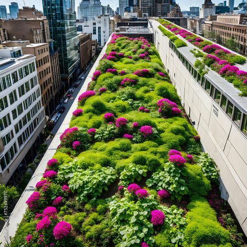 Urban Oasis: Green Roof Garden in the City photo