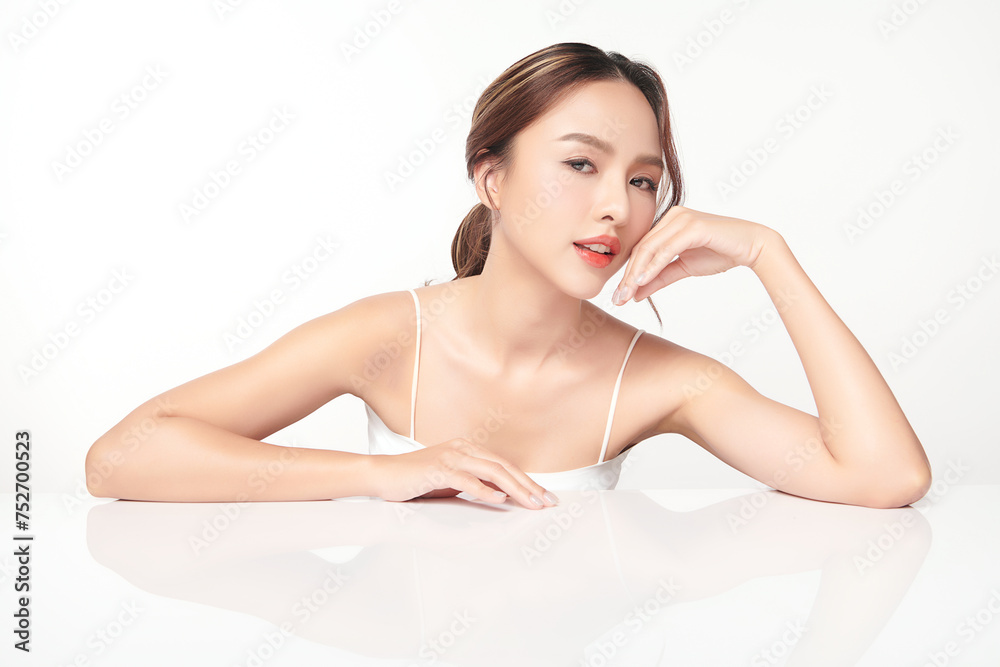 Beautiful young asian woman with clean fresh skin on white background, Face care, Facial treatment, Cosmetology, beauty and spa, Asian women portrait. Beautiful young asian woman with clean fresh skin on white background, Face care, Facial treatment, Cosmetology, beauty and spa, Asian women portrait.