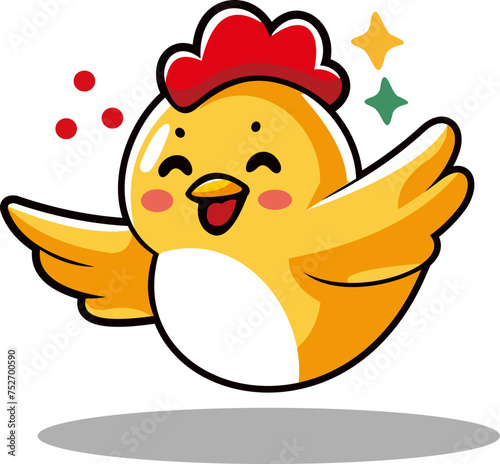 Cute chicken cartoon character vector illustration