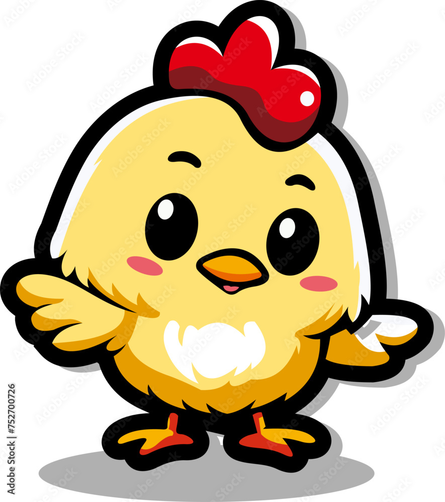 Cute chicken cartoon character vector illustration