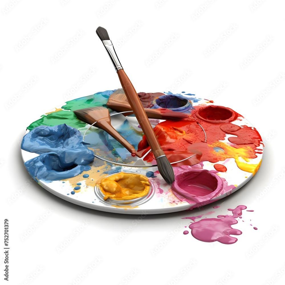 palette with brushes and paints palette with brushes and paints