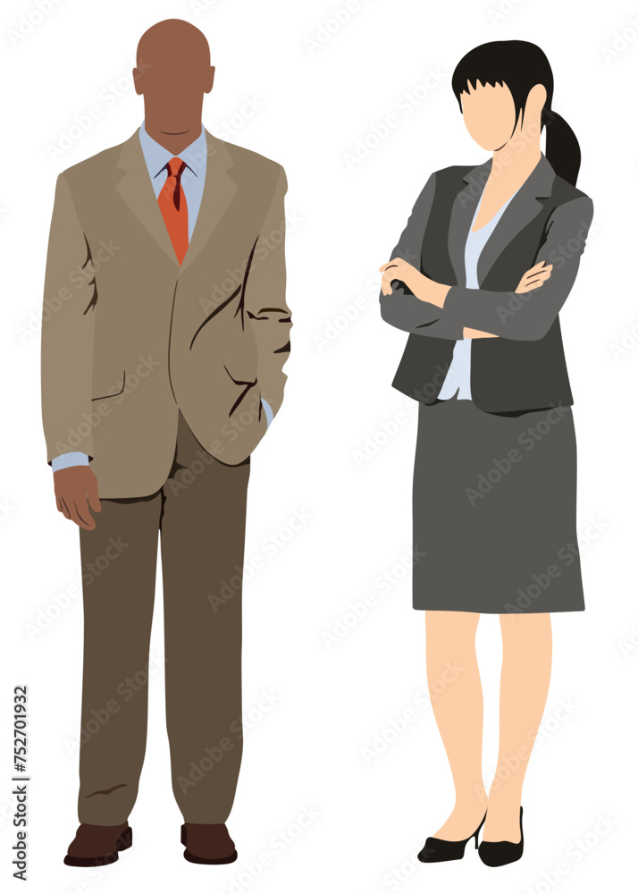working pair of standing business people vector eps