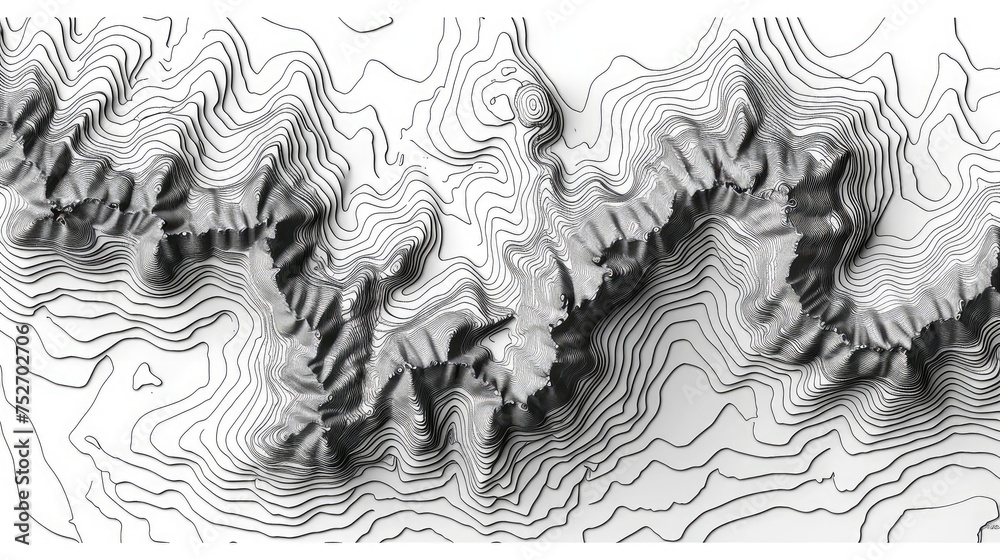 topographic map of the state of Indiana in black and white lines