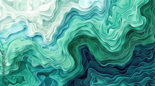 an abstract green and blue design, in the style of generative art, accurate topography photo