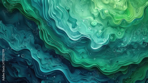 an abstract green and blue design, in the style of generative art, accurate topography