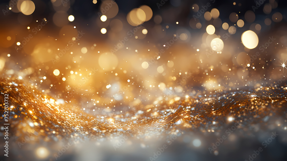 Naklejka premium Sparkling texture with golden bokeh lights