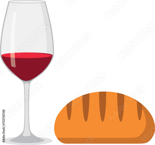 Wine and bread, Easter and food, communion vector icon, vector graphics