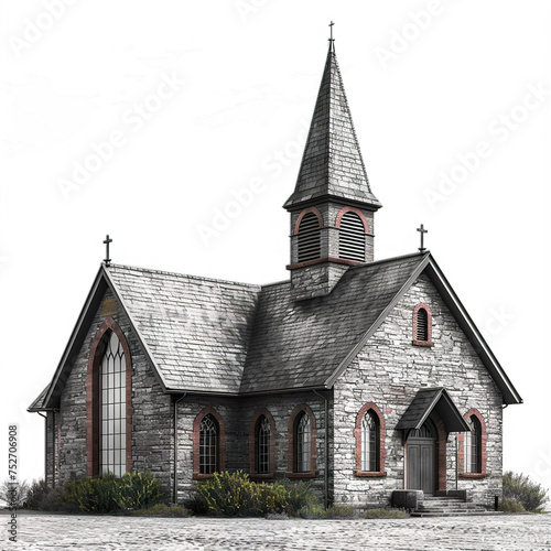 big church isolated on transparent background, element for design