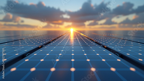 Large arrays of photovoltaic panels capture sunlight to generate clean electricity for homes and businesses